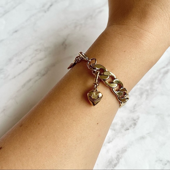 Juicy Couture Chunky Chain Mini Puffy Heart Charm Bracelet - Picture 5 of 5